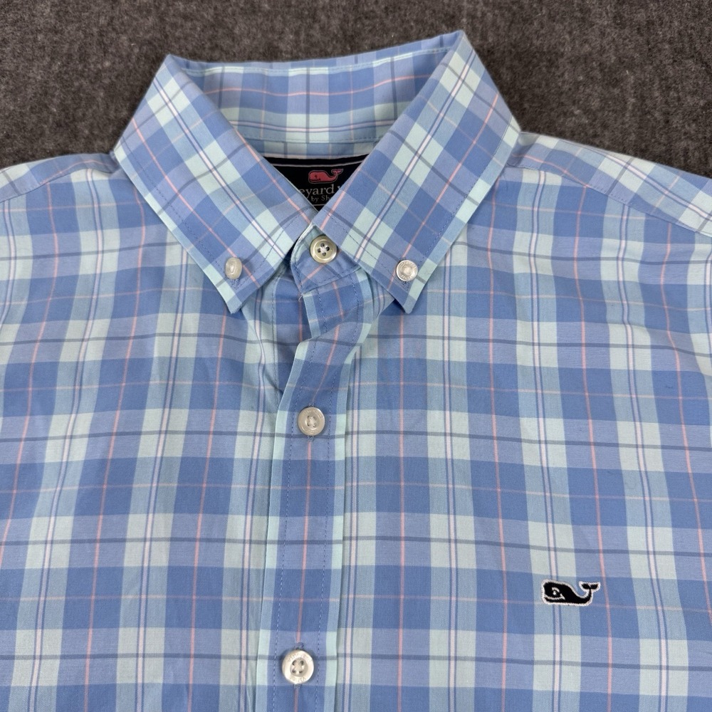 Vineyard Vines Men's XS Slim Fit Whale Plaid Short Sleeve Button Down Shirt